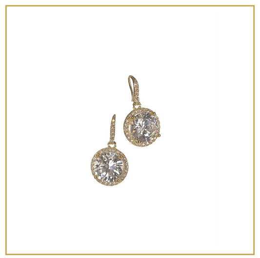 LF874 Crystal Drop on Demi Hoop - Gold/Clear