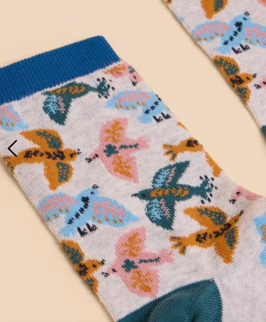 FLYING BIRD ANKLE SOCK  IN GREY MULTI