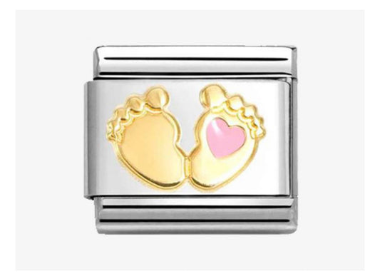 CLASSIC Gold Pink Baby Feet Charm 030272/85