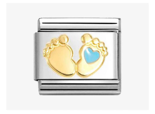 CLASSIC Gold Blue Baby Feet Charm 030272/86