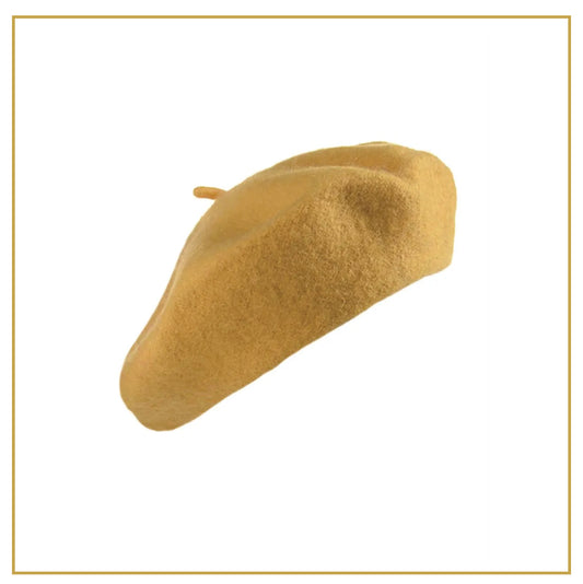 Classic Beret in Felted Sheeps Wool - Mustard
