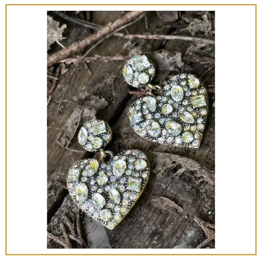 LF829 Chantilly Heart Drops - Antique Gold/Crystal