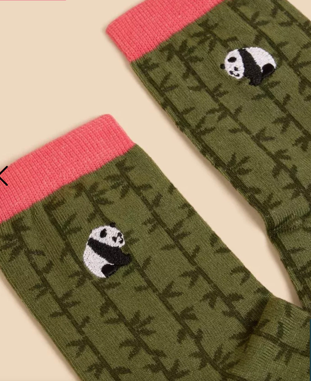 EMBROIDERED PANDA ANKLE SOCK  IN GREEN MULT