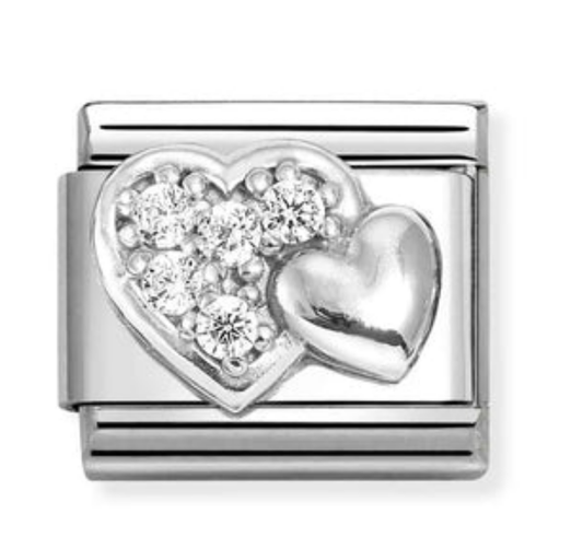 Nomination Raised Hearts And Cubic Zirconia Charm