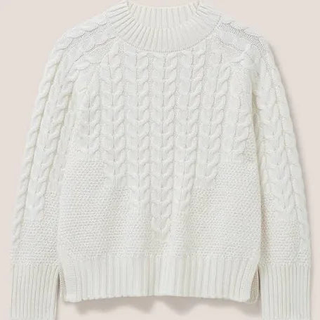 CABLE YOKE JUMPER  IN PALE IVORY