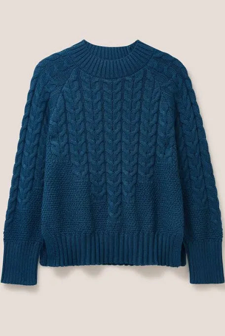 CABLE YOKE JUMPER 
IN MID BLUE
