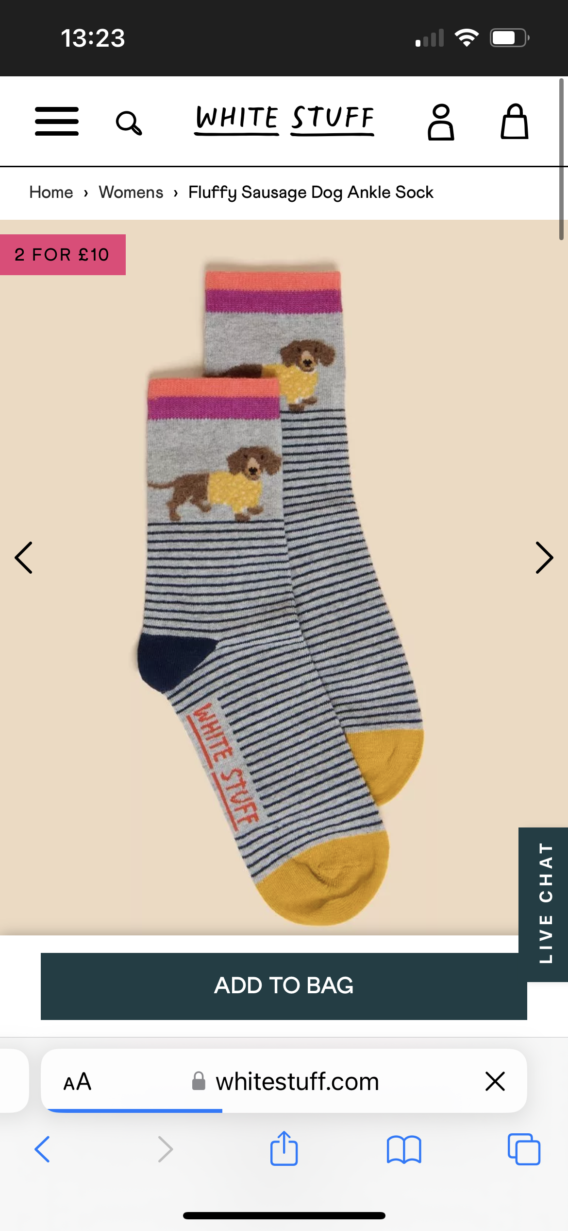 FLUFFY SAUSAGE DOG ANKLE SOCK  IN GREY MULTI