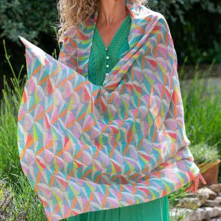 52642 Recycled pastel geometric print scarf