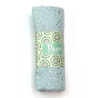 52649 Recycled mint and metallic silver dotty print scarf