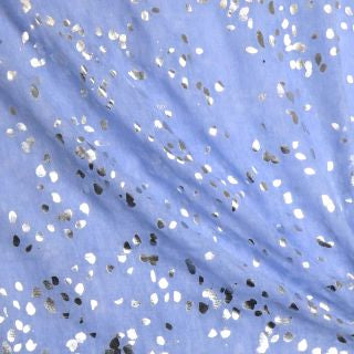 52654 Blue and metallic silver large speckled print scarf