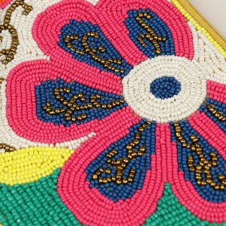 81454 Bright retro beaded floral holiday purse