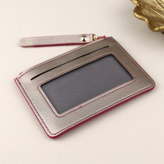 81469 Pink metallic mix faux leather card holder