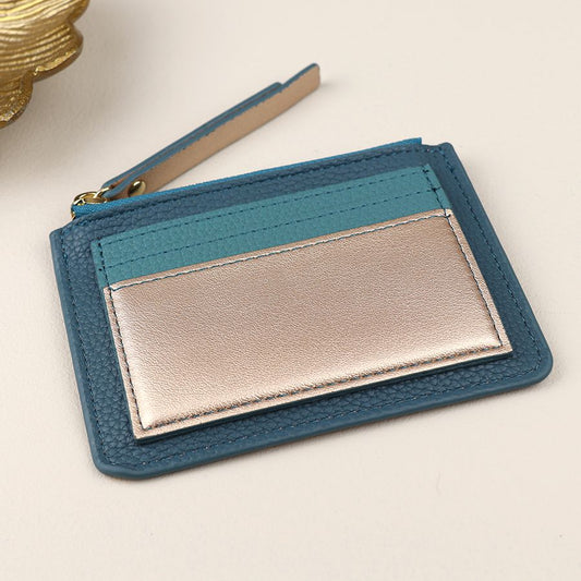 81467 Teal metallic mix faux leather card holder