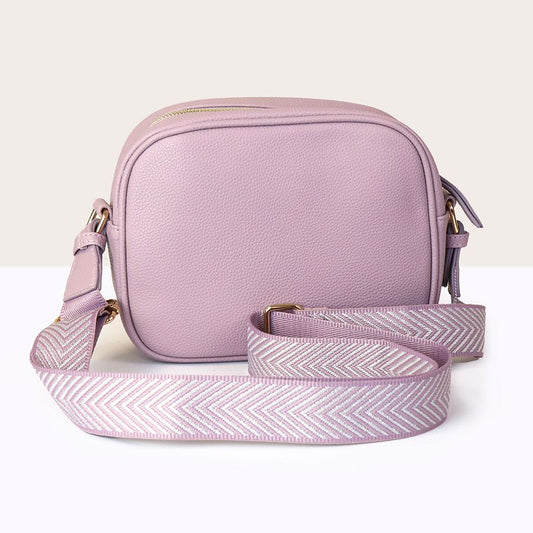81471 Lilac Vegan Leather camera bag with chevron strap