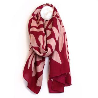 52620 Red vine silhouette print bamboo viscose scarf