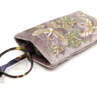 81447 Mink velvet embroidered glasses pouch