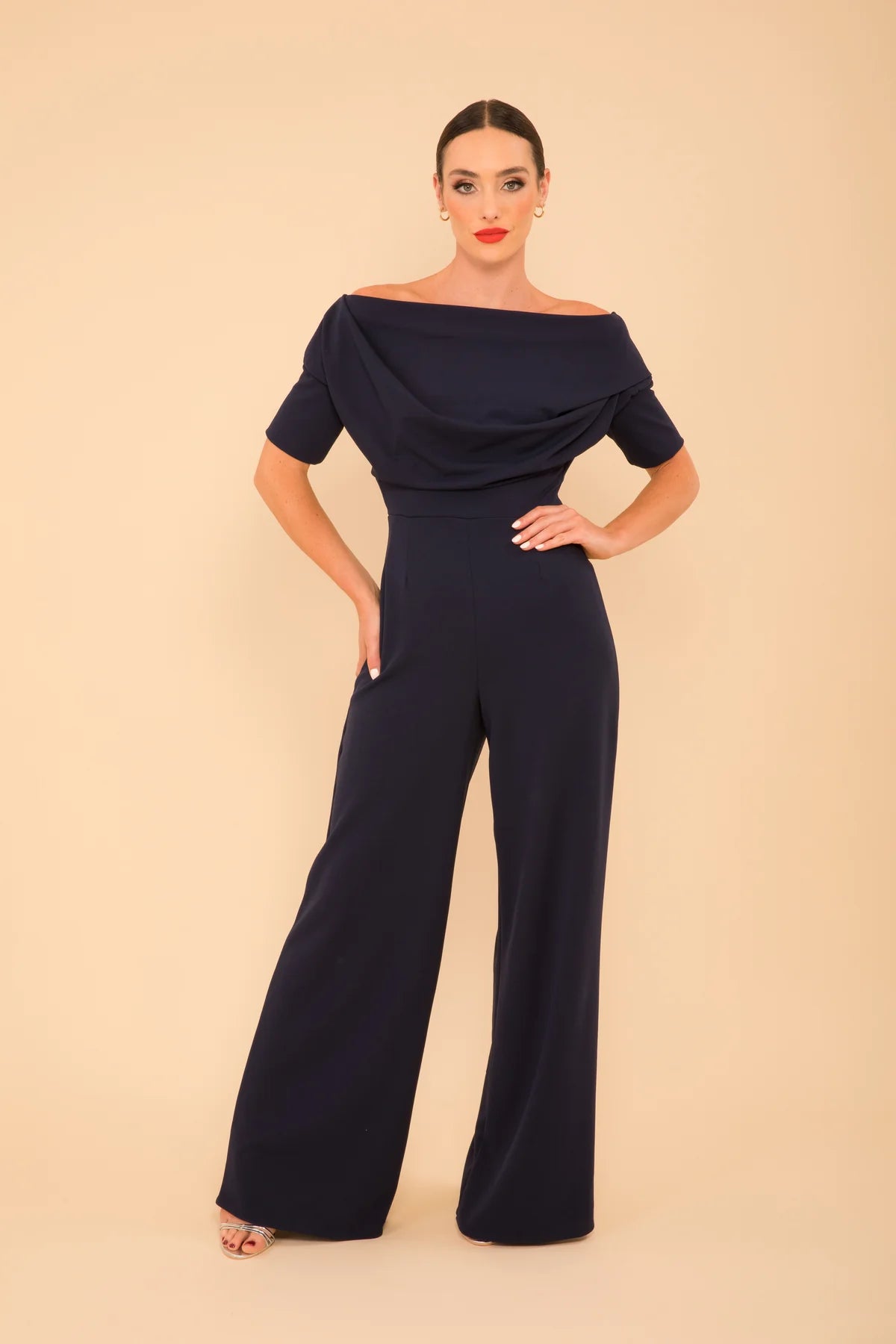 Navy crepe jumpsuit shop