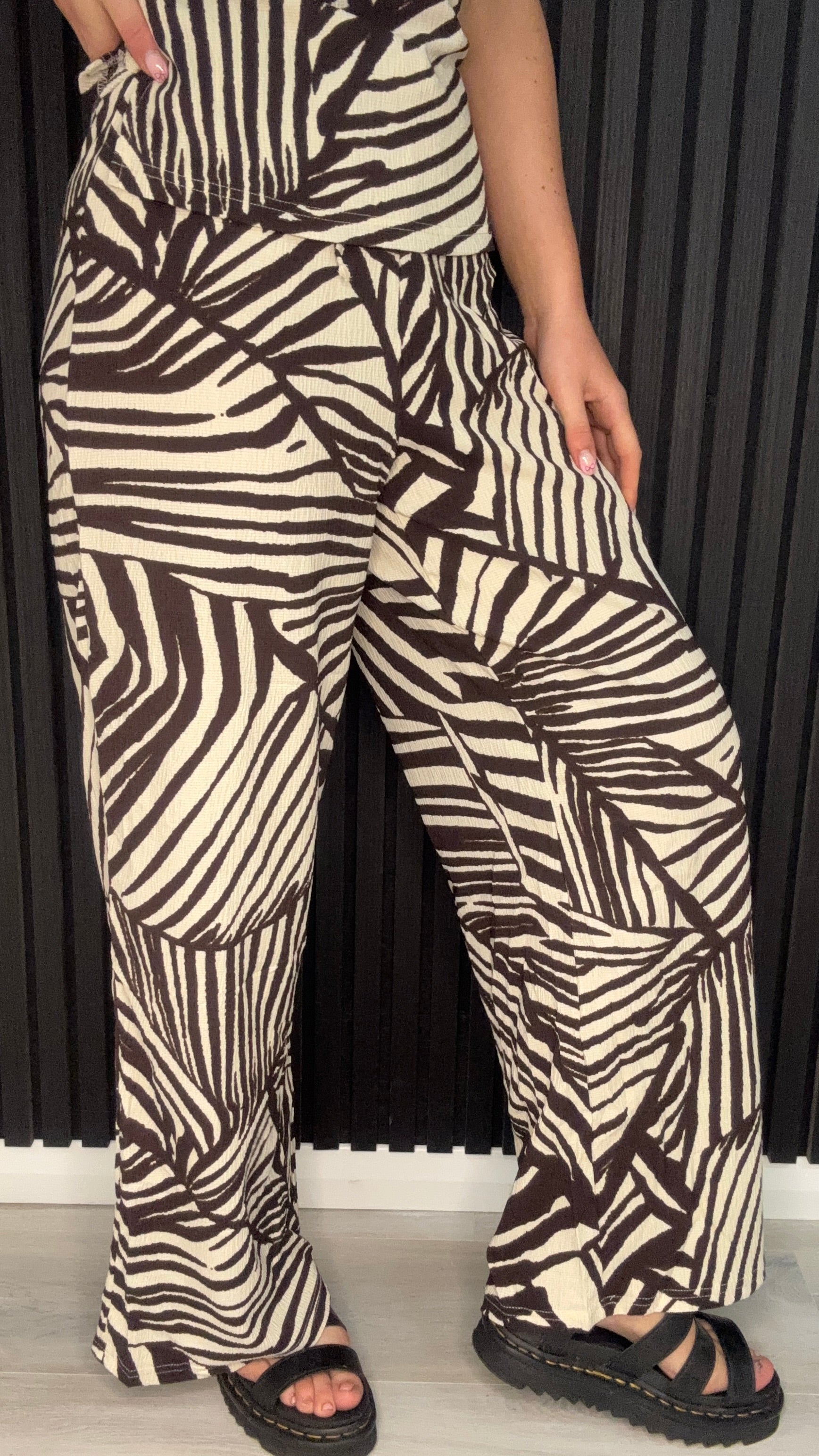 wide leg zebra print trousers - co-ord