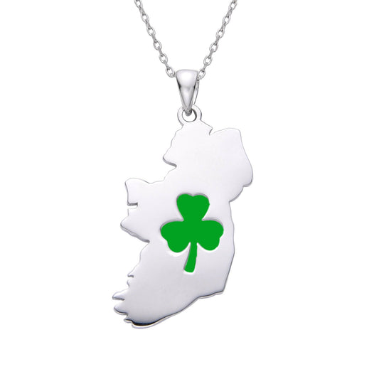 Celtic Ireland Pendant with Green Enamelled Shamrock KS996
