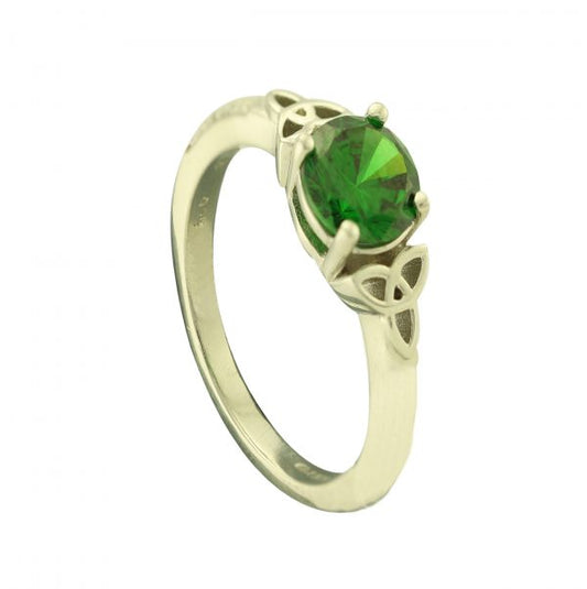 Ring with Cubic Zirconia framed with Rose Gold Trinity Knots R267 Emerald