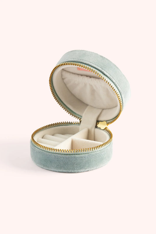 Round Velvet Jewellery Box - Swooping Swallows