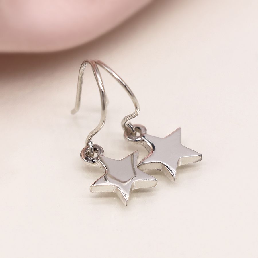 Sterling silver star drop earrings