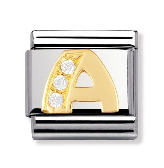 Classic Gold & CZ Letter A Charm