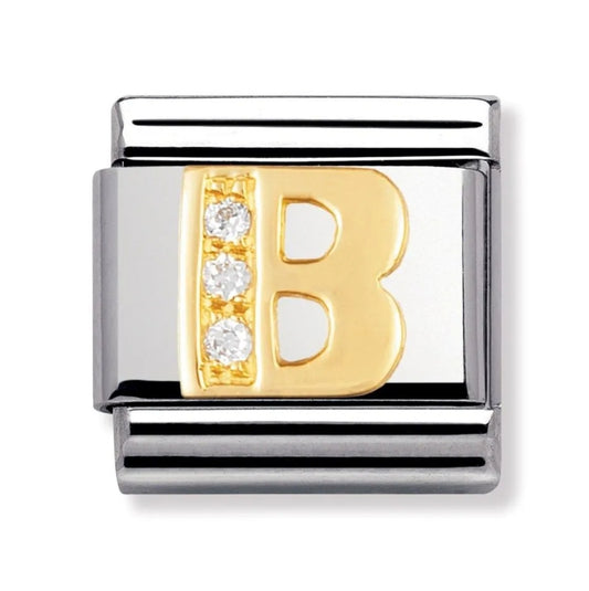 Classic Gold & CZ Letter B Charm