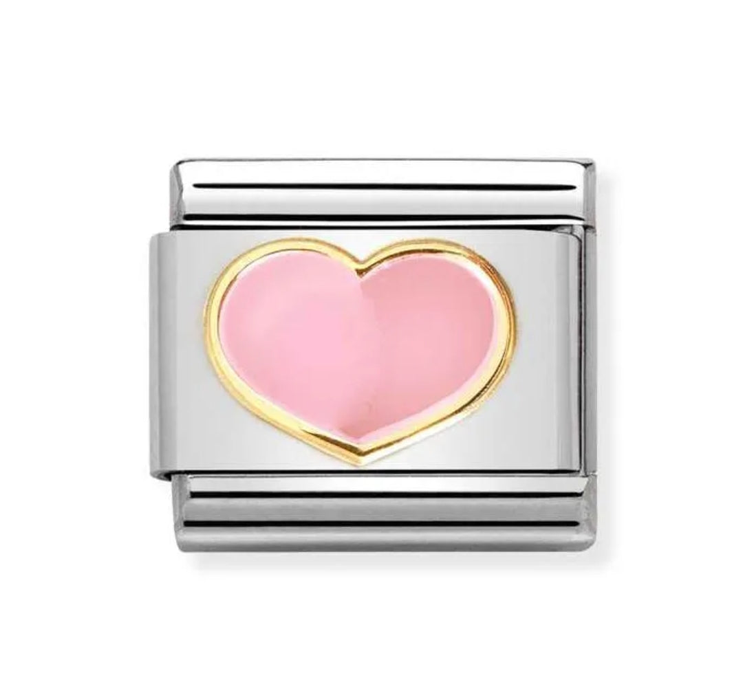 Classic Gold Pink Heart Charm