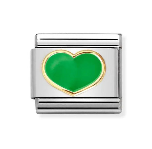 Classic Gold Green Heart Charm