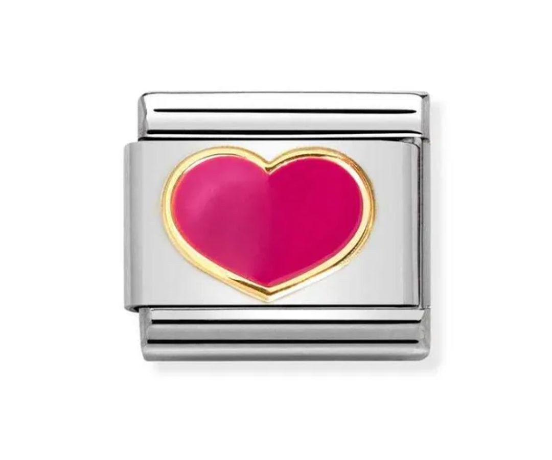 Classic Gold Hot Pink Heart Charm