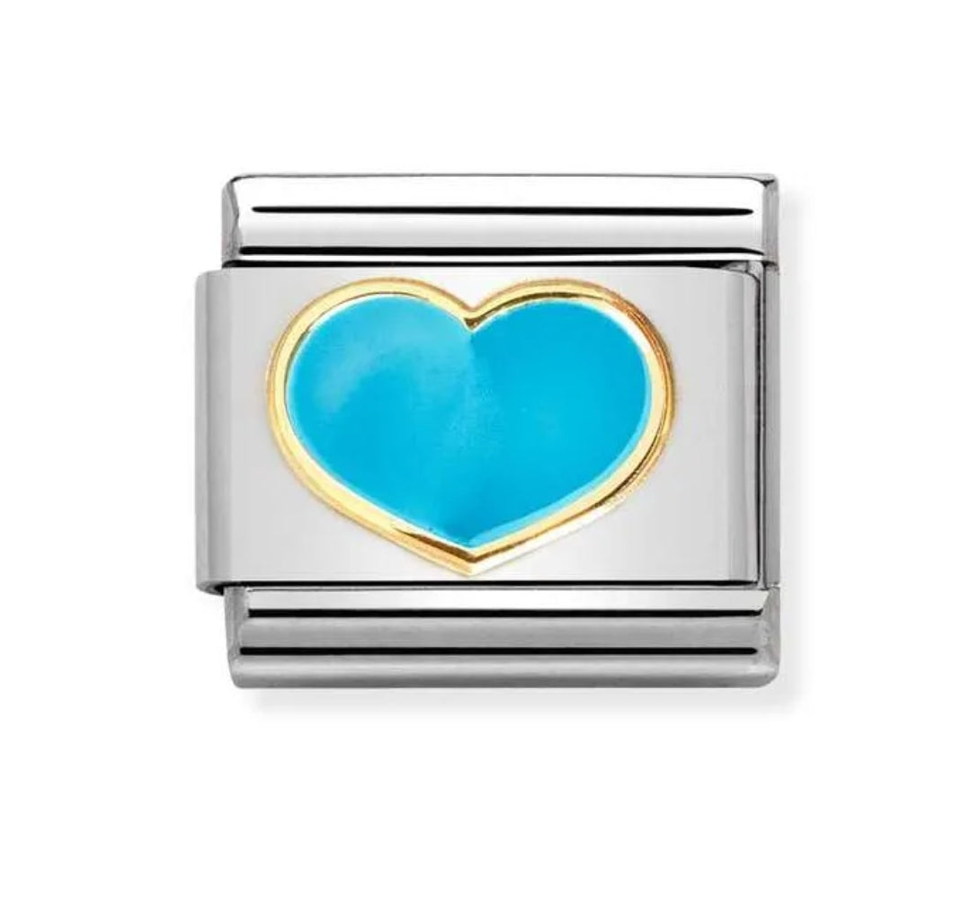 Classic Gold Blue Heart Charm