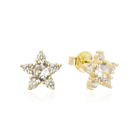 GOLD DIAMANTE STAR STUD EARRINGS