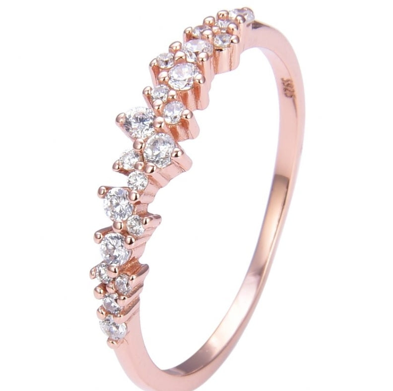 Cluster Row Ring with Cubic Zirconia – Rose Gold