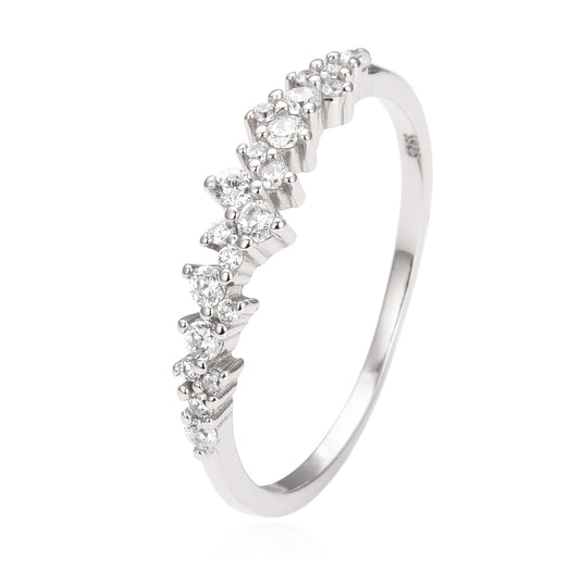 Cluster Row Ring with Cubic Zirconia – Silver