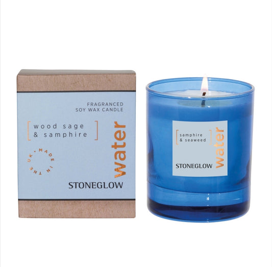ELEMENTS - WATER - WOOD SAGE & SAMPHIRE - SCENTED CANDLE - BOXED TUMBLER