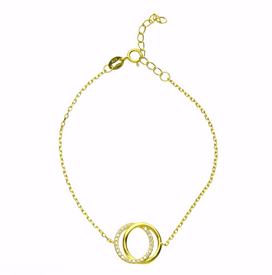 Interlocking Circle Bracelet with Cubic Zirconia – Gold 3139