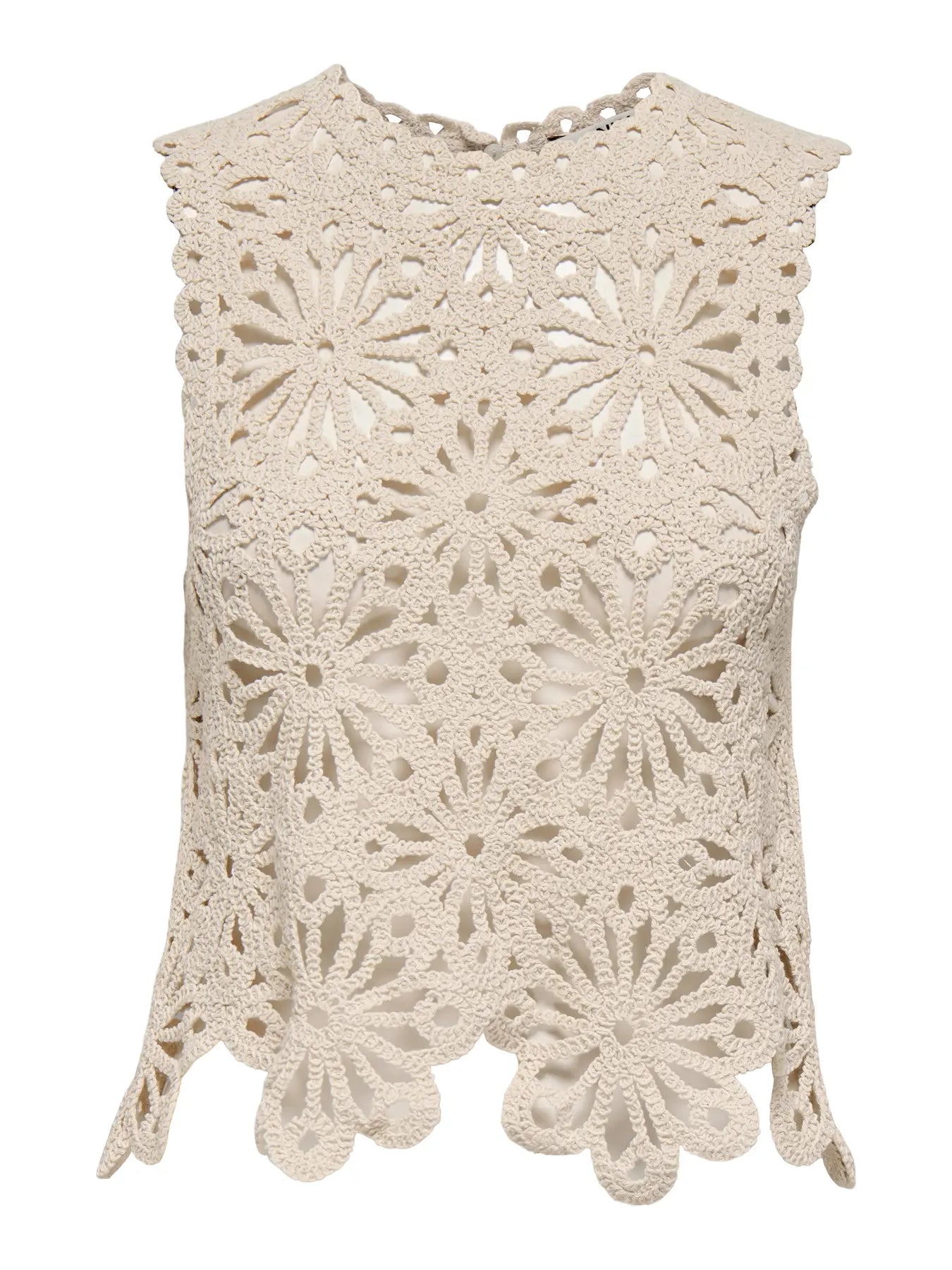 Holly crochet scallop top cream