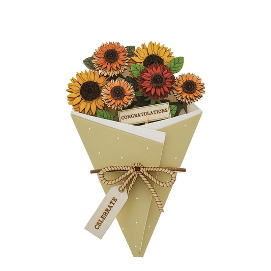 Congratulations 3D Flower Figurine Card Letterbox Gift