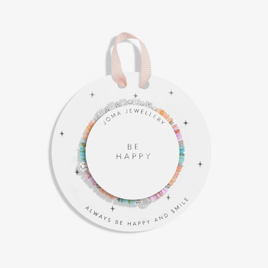 Kids' Happy Little Moments 'Be Happy' Bracelet In Silver Plating