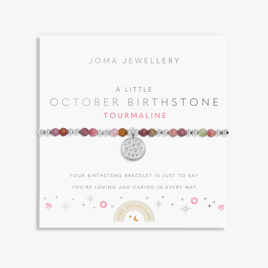 Kids' A Little 'October' Birthstone Bracelet In Silver Plating