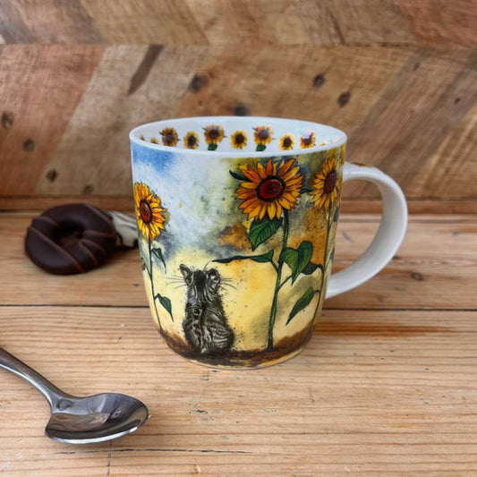 Cat and Sunflowers Mug