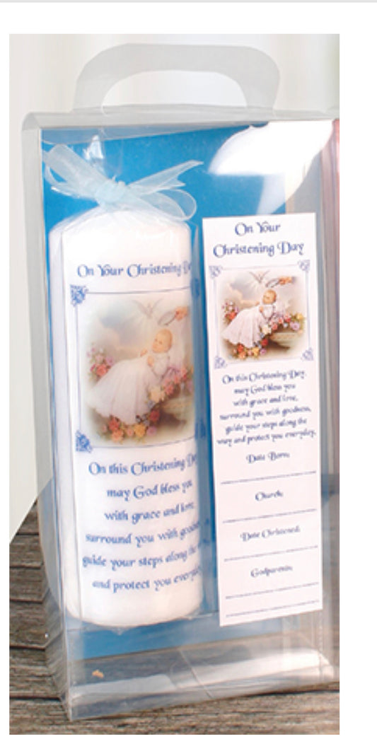 Christening Candle 8 inch Gift Boxed/Boy (86603)