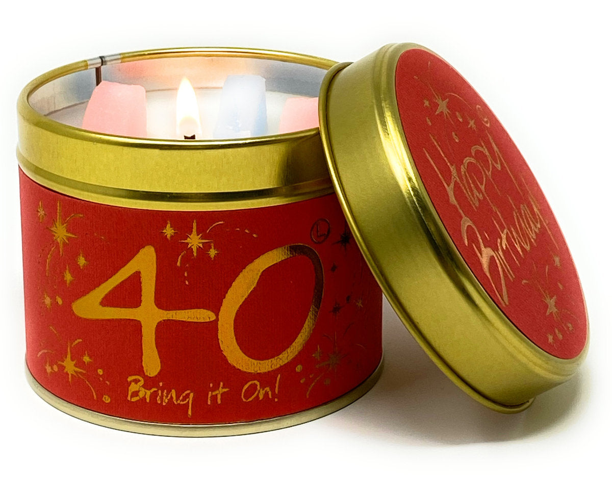 Happy Birthday 40th Scented Candle Tin