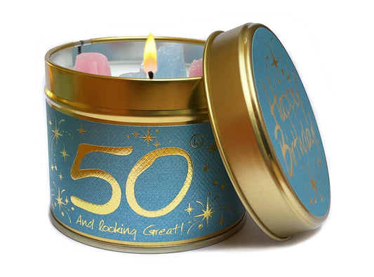 Happy Birthday 50th Scented Candle Tin