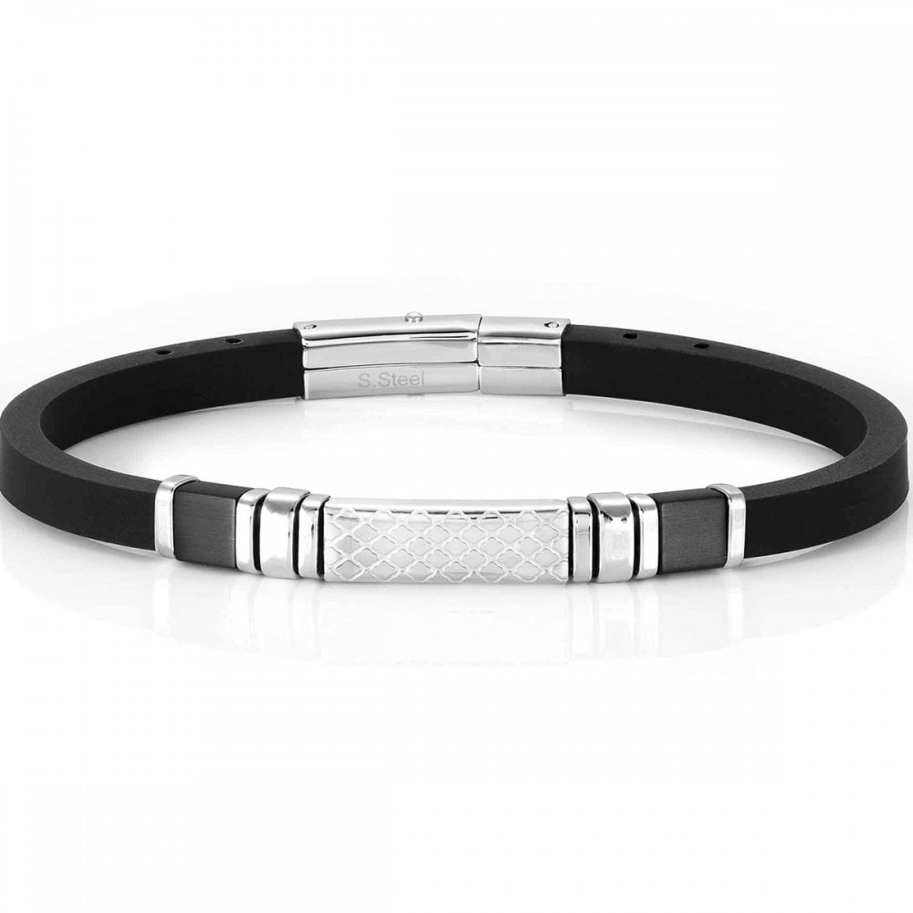 CITY Elegance Gents Silver Rubber Bracelet