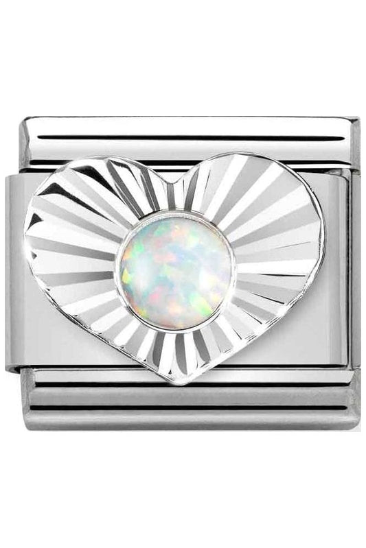 Classic Silver Heart White Opal Charm 330508/07