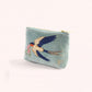 Swooping Swallows Velvet Mini Pouch - Ice Blue small