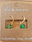 Gold blue green iridescent clover drop earring