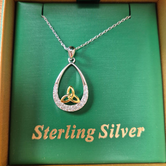 Celtic oval celtic two tone trinity necklace CS329